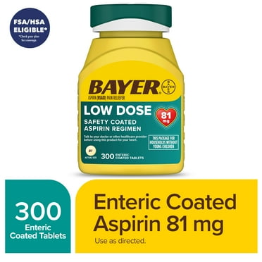 Bayer Aspirin, Low Dose, 81mg, Pain Reliever, Enteric Coated Tablets, 300 Count
