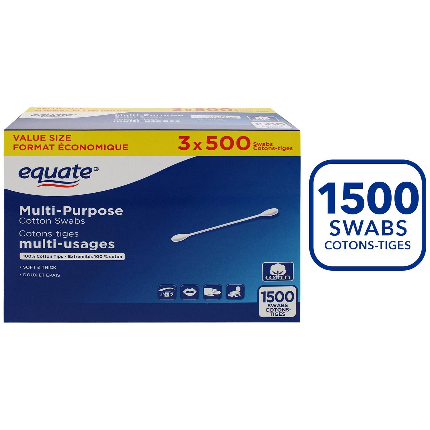 Equate Multi-Purpose Cotton Swabs 1500 count