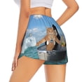 thumbnail image 3 of Vsdgher Two Brave Cats Are Floating On The Sea Iceberg Print Women's Running Double Layer Shorts High Waisted with Pockets Elastic Yoga Workout Athletic Gym Sports, 3 of 8
