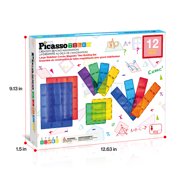 PicassoTiles Large Magnetic Tiles Building Blocks for Kids - 12PCS STEM Construction Educational Toy