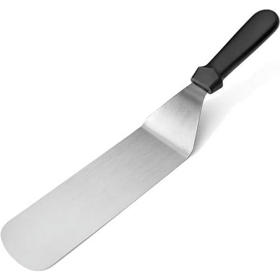 Soro Essentials- 9" Stainless Steel 8”x 3” Solid Blade Flex Turner with Plastic Handle- Turner Spatula Griddle Scraper and Pancake Flipper or Hamburger Turner Great for BBQ Grill and Flat Top Griddle
