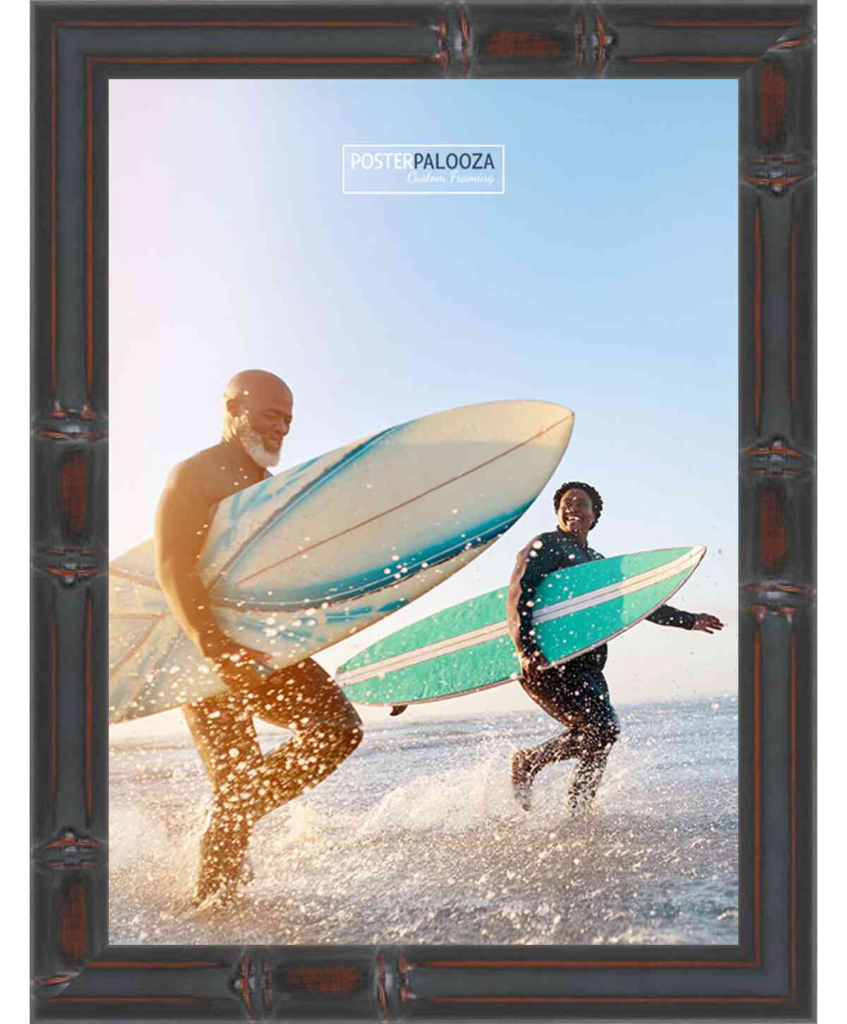 18x24 Brown Bamboo Picture Frame - UV Acrylic, Foam Board Backing, Hanging Hardware