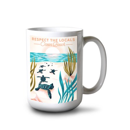 

15 fl oz Ceramic Mug Ocean Beach New Jersey Respect the Locals Dishwasher & Microwave Safe