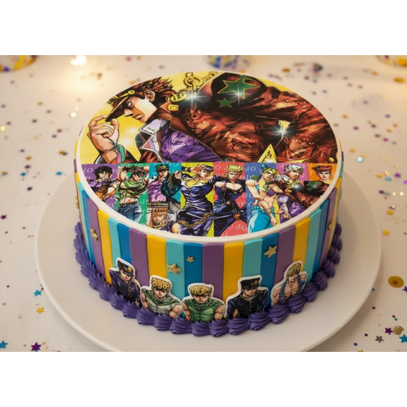 8" Round Anime Manga Edible Image Cake Topper Easy To Apply To your Own Cake.