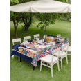 thumbnail image 4 of Outdoor Tablecloth with Umbrella Hole for Patio/Picnic/Party/Camping, 4th of July Fireworks Waterproof Table Cloth Rectangle Table Cover Washable, Independence Day Dogs Blue Red Poppy (54"x 80"), 4 of 8