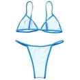 thumbnail image 5 of Womens Bikini Two Piece Swimsuit Halter Top with Shorts Bottom High Waisted Swimwear Solid Color Bathing Suit for Beach Vacation Pool Party, 5 of 9