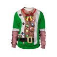 thumbnail image 1 of Faithtur Chandail en Molleton de Noël Unisexe Laid Hommes Femmes Impression Originale Renne Cloche Col Rond, 1 of 2