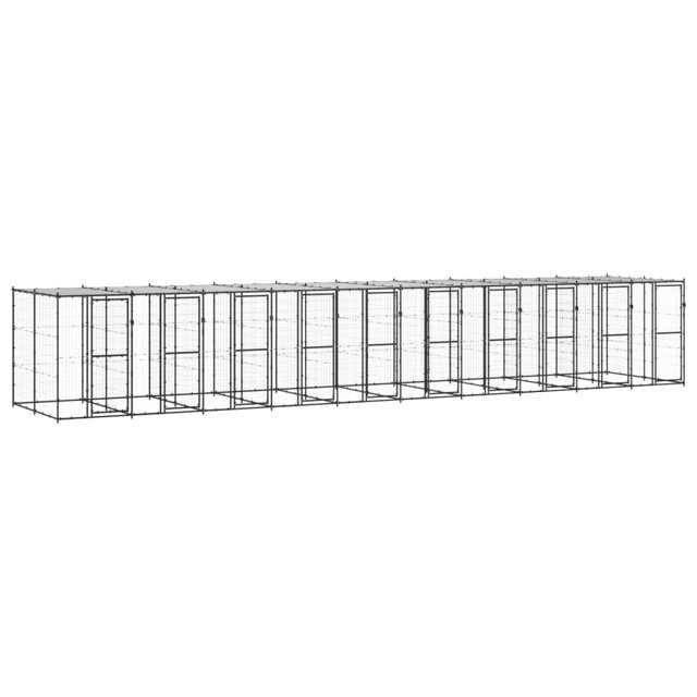 vidaXL Chenil Extérieur pour Chien en Acier avec Toit 24,2 M2