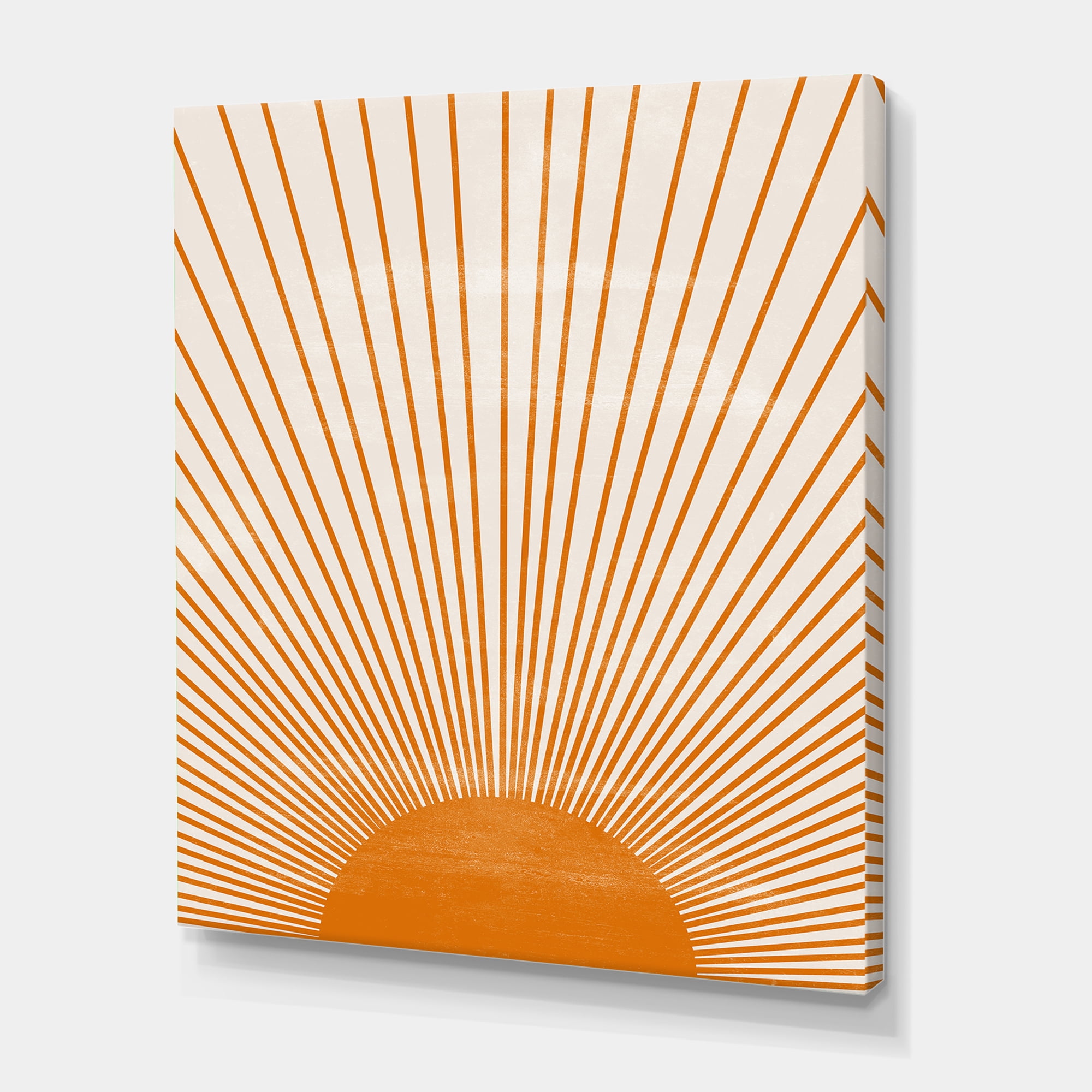 Designart ' Orange Sun Print On Beige III ' Modern Canvas Wall Art Print