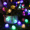 thumbnail image 5 of Cadena de luces solares con 20 luces LED, bola de cristal con burbujas y gotas de agua, lámpara decorativa para exteriores, lámpara de jardín, 5 of 5