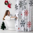 thumbnail image 5 of Red Black Grey Snowflakes Bathroom Shower Curtain Winter Christmas Snowflakes Waterproof Washable Shower Curtains for Bathtub Bath Decor with Grommets and Hook 54 X 78 Inch, 5 of 8