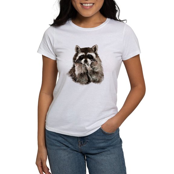 CafePress - Cute Humorous Watercolor Raccoon Blowing A Kiss T - Women's Classic T-Shirt