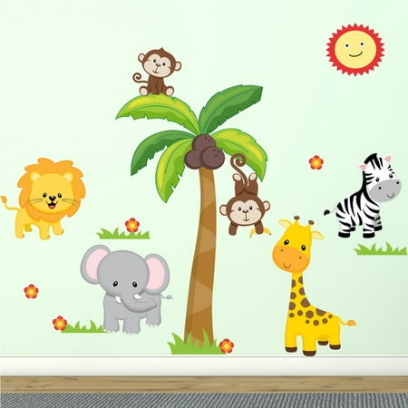 decal the walls jungle theme fabric wall decal - walmart