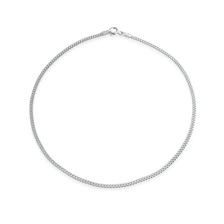 50 Cent Bracelet Simple Strong 925 Sterling Silver Miami Cuban Curb Chain Anklet For Teen Ankle Bracelet For Women 9-10 In Made In Italy ()