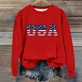 thumbnail image 5 of Beugl USA Sweatshirt on Sale, Women's Autumn Round Neck American Flag USA Print Loose Casual Pullover Sweatshirt USA Sweatshirt Women, Sweatshirt for Teen Girls Red M, 5 of 6