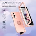 thumbnail image 3 of Dteck for Samsung Galaxy Z Fold 3 Case with Hinge Protection & Built-in Front Screen Protector, Full Body Drop Protection Z Fold3 Matte Cover with Ring Holder, Work with Magnetic Car Mount, Pink, 3 of 8
