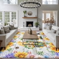 thumbnail image 3 of Sunflowers Area Rugs 5'x8', Washable Small Throw Rugs for Classroom Bedroom, Spring Flowers Gnomes Hydrangea Daisy Wood Indoor Outdoor Rug Non-Slip Low Pile Carpet Runner Reversible Floor Mats, 3 of 8