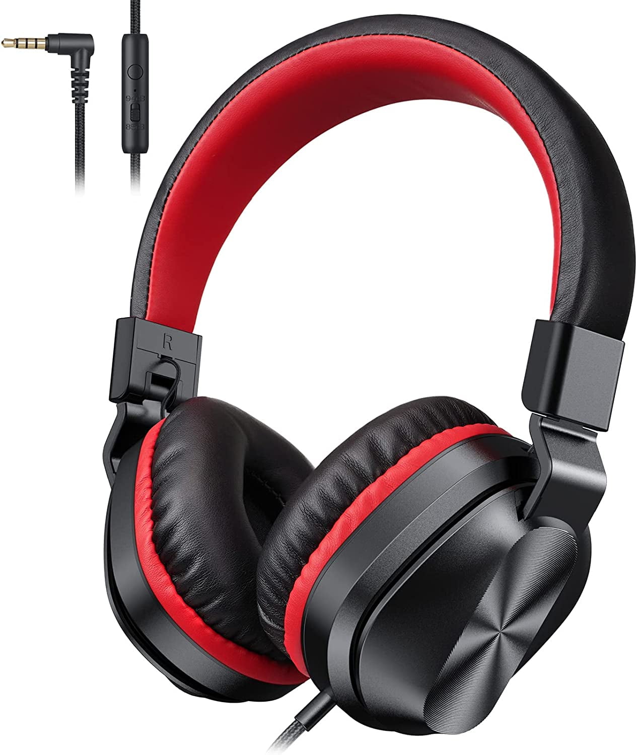2Pcak Kids Headphones, Wired On-Ear Headphones for Girls Boys with MIC, Tangle-Free 3.5mm Jack Foldable Stereo Headphones for School/Tablet/Travel