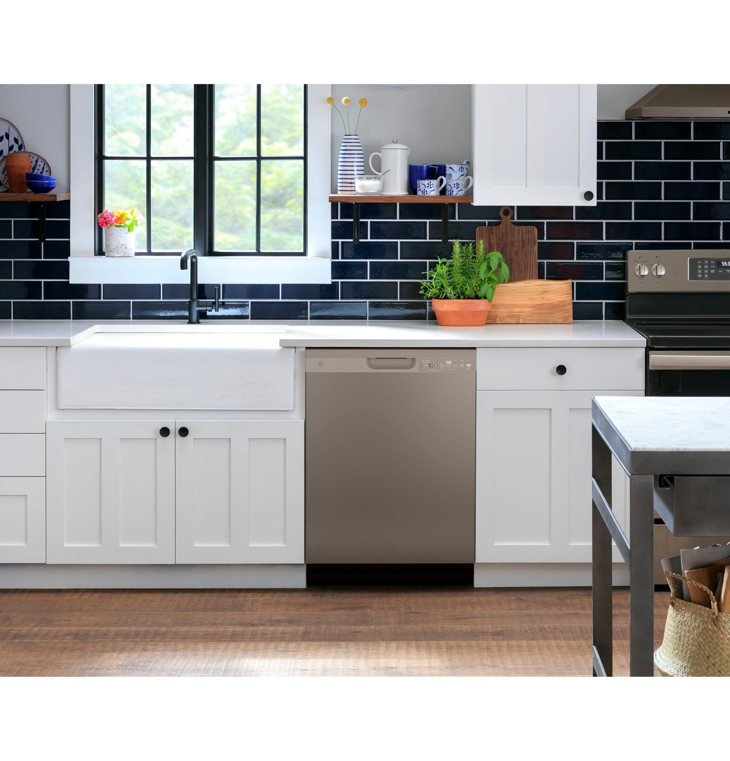 GE® Front Control with Plastic Interior Dishwasher with Sanitize Cycle & Dry Boost
