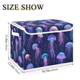 thumbnail image 5 of Yayeee Collapsible Cube Storage Bin with Lid Fabric Closet Decorative Basket with Handles, Dark Blue Jellyfish Pattern, 5 of 7