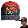 thumbnail image 5 of NIEWTR 250 Anniversary USA Hat Adjustable United States 250th Anniversary Hat 1776-2026 Embroidery USA Baseball Cap Men Women(A,One Size), 5 of 9