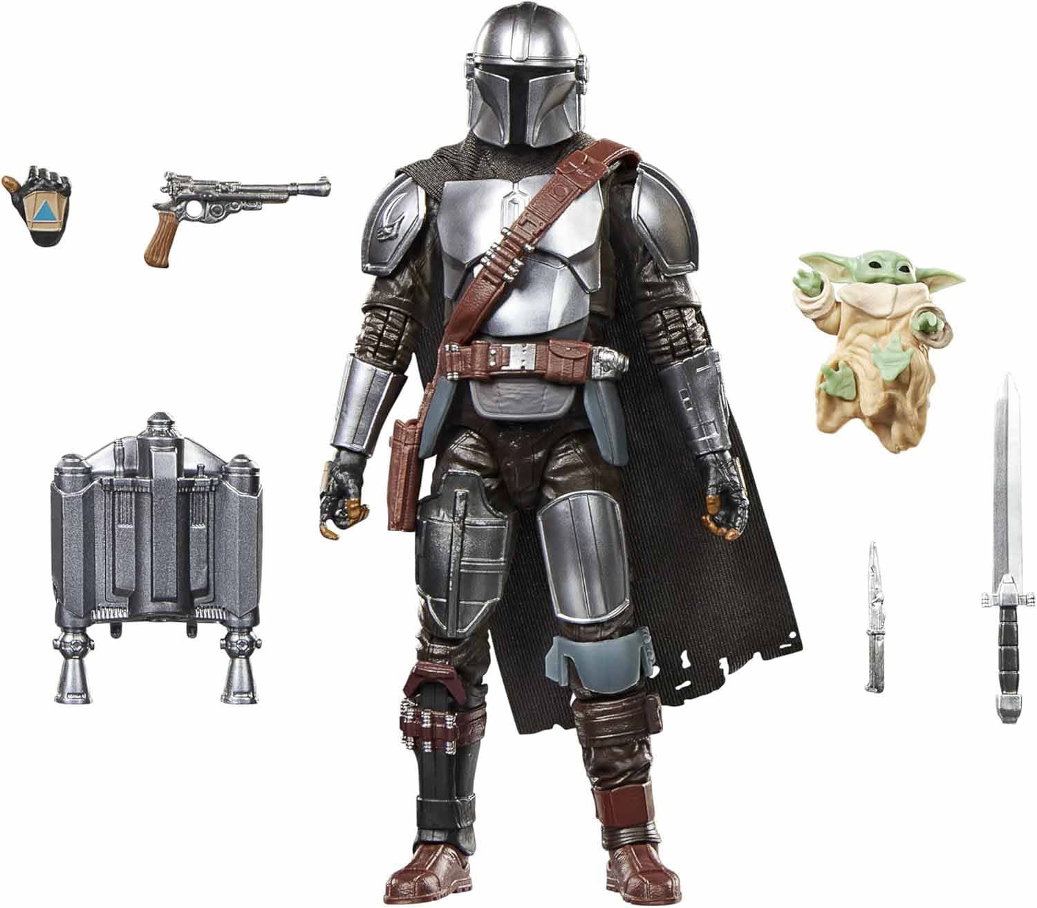 Star Wars The Black Series, figurine deluxe Le Mandalorien et Grogu à l'échelle 15 cm, Star Wars: The Mandalorian & Grogu, cadeau