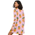thumbnail image 2 of FORMRS Womens Long Sleeve Nightgowns Crew Neck Sleep Shirt Soft Pajamas Sizes S-3XL, Cartoon Oranges, 2 of 8