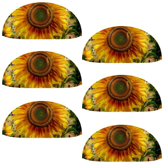 PhooArto 6 Pcs Cup Drawer Pulls, Summer Sunflower Bloom Shell Shape Handles Cabinet Knobs for Dresser Cupboard Closet Wardrobe with Screws