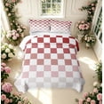 thumbnail image 2 of Manfei Rustic Check Quilt King,Vintage Plaid King Coverlet Set,Red White,3pcs,1 Bedspread and 2 Pillowcases, 2 of 7