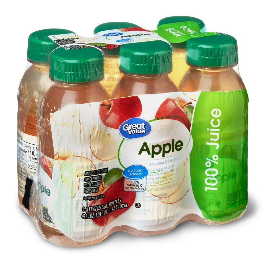 Great Value Apple Juice, 8 Fl. Oz., 6 Count