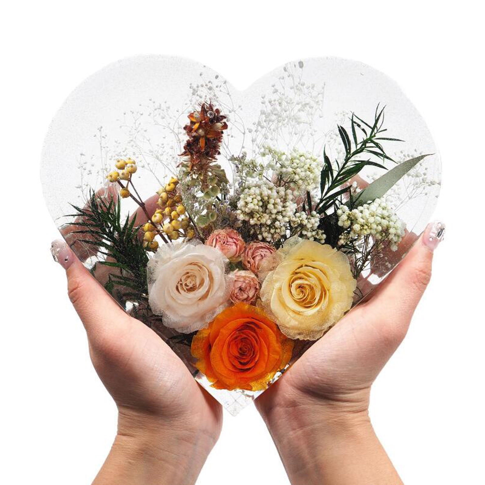 Resin Molds Silicone,8.3x8x2inch Heart Shaped Epoxy Resin Casting Craft Mold for Flower Bouquet Preservation,Large Silicone Molds for Resin Casting Craft(C)