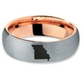 thumbnail image 2 of Tungsten Missouri Show Me State Band Ring 7mm Men Women Comfort Fit 18k Rose Gold Dome Brushed Gray Polished, 2 of 4