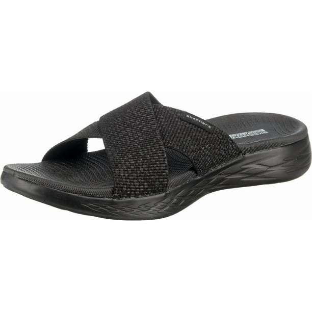 Sandalias Slide Skechers On-the-GO 600 Metálicas Brillantes