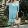 thumbnail image 1 of Falda Vestido de playa con bikini sexy para mujer Vestido de verano con borlas y cuello en V (Azul lago Talla única) Ygjytge lago azul Única para Mujer, 1 of 8