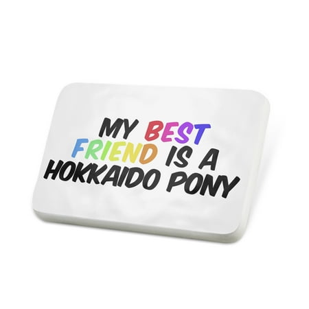 Porcelein Pin My best Friend a Hokkaido Pony, Horse Lapel Badge –