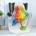 thumbnail image 4 of Rainbow Soft Flannel Fleece Blanket, Multicolored Abstract Tree Seasons of the Year Inspirations Blooming Nature Imagery, Cozy Plush for Indoor and Outdoor Use, 50" x 60", Multicolor, by Ambesonne, 4 of 5