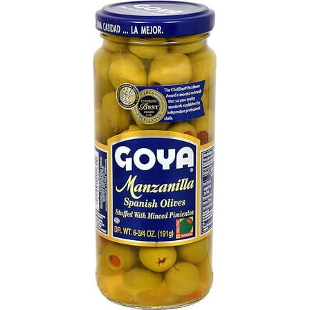 Goya Manzanilla Spanish Stuffed With Minced Pimientos, Olive, 6.75 Ounce