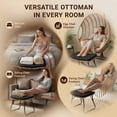 thumbnail image 3 of ﻿Tappio Foldable Ottoman Stools Set of 2, All Weather Wicker Footstool with Cushion and Non-Slip Pads, Outdoor Seating Footrest for Bedroom, Living Room, Porch, Balcony, Black, 3 of 7