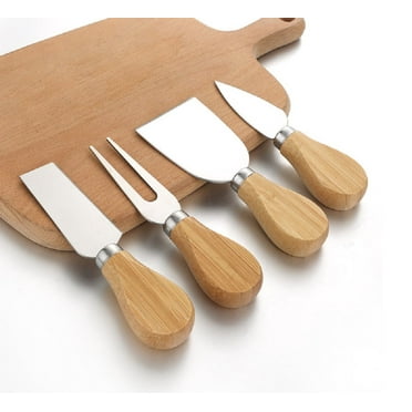 4-Piece Stainless Steel Cheese Knife Set with Wooden Handles – Elegant Mini Cheese Slicers & Cutters for Charcuterie Boards TIKA