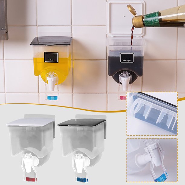 Ganfancp Depósito Transparente para Condimentos Líquidos, Montado En La Pared de La Cocina Ofertas y Liquidaciones 1X Gancho Adhesivo