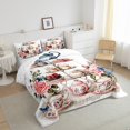 thumbnail image 3 of Manfei Floral Teacups Teapot 3 Pieces Queen Comforter Set for Teens Adults,Rose Fruit Strawberry Cupcake Ultra Soft Bedding Sets,Vintage Tea Party Bedding Comforter Set Breathable, 3 of 8