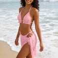 thumbnail image 6 of UTSJKR Women's Sexy 3 Piece Bikini Set, Special Fabric Lace Up Bathing Suit, Fashion Resort Beach Swimwear for Ladies Pink S, 6 of 6