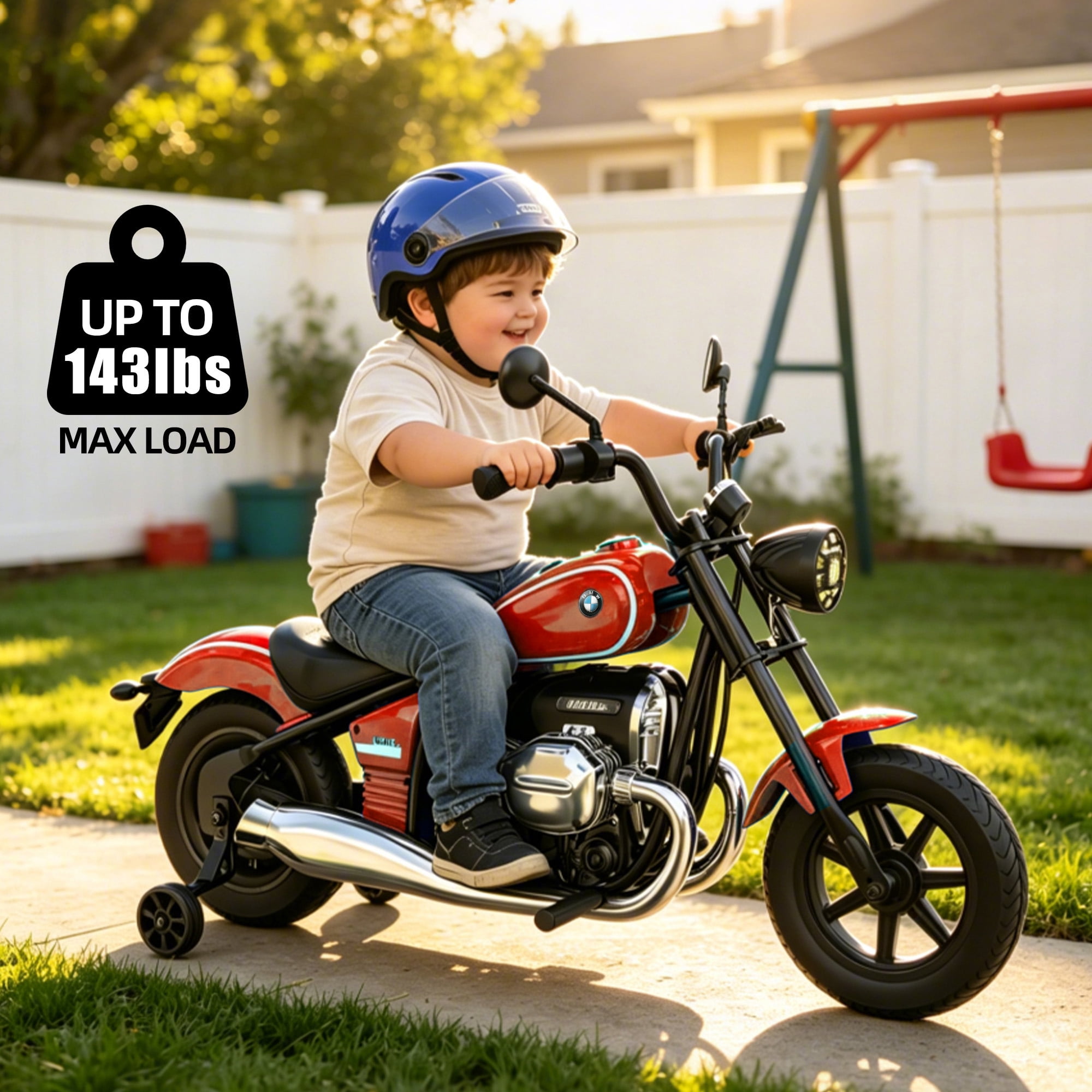 SaveJoy BMW Licensed 24V 9Ah Kids Ride On Motorcycle, Powered Electric Dirt Bike with Removable Training Wheels and Suspension for Boys Girls Ages 3-8, Red