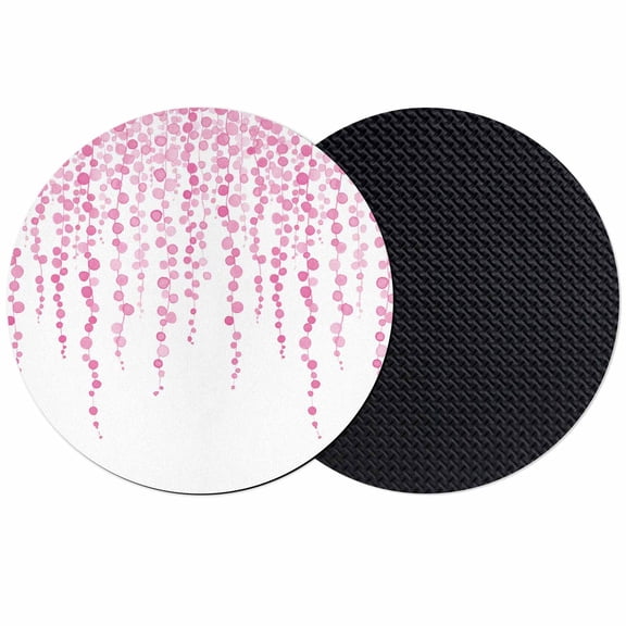 Pink Polka Dots Coasters Set of 2, Absorbent Coasters for Drinks, Vintage Abstract Art Watercolor Coaster for Desk Coffee Table Protection, Home Decor House Warming Gifts 4"