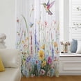 thumbnail image 6 of Hummingbird Floral Sheer Curtains 45 Inches Long, Farmhouse Floral Botanical Light Filering Curtains, Breathable Simi Curtain Privacy Drapes for Kitchen Bathroom Lightweight Small Window Treatment, 6 of 9