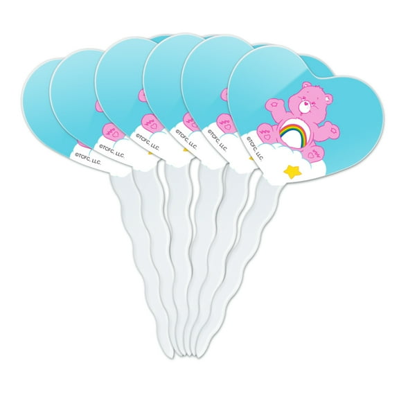 Care Bears Cheer Bear Heart Love Cupcake Picks Toppers Decoration Set of 6