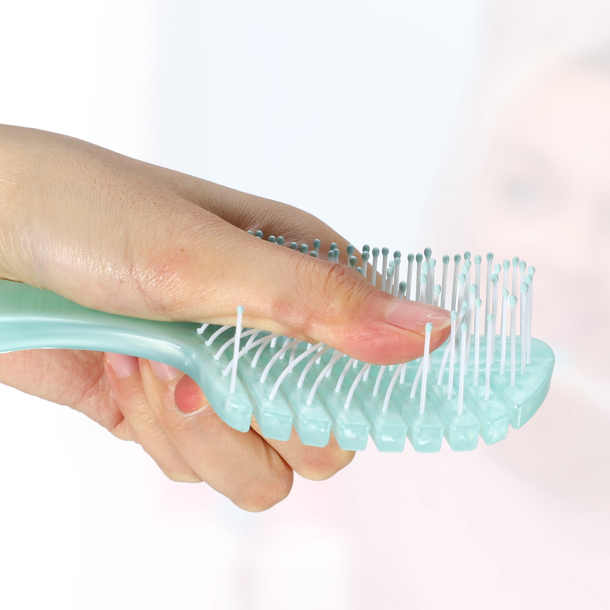 Unique Bargains 1 Pc Women Leaf Style Hollow Comb Hair Brush Green