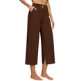 thumbnail image 4 of felwors Capri Women Wide Leg Trendy High Waisted Baggy Straight Casual Summer Stretch Denim Capris Pants Coffee for Size L, 4 of 5