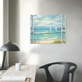 thumbnail image 3 of Nawypu Window Picture Seascape Wall Art: Sailboat Beach Scene Artwork Painting on Canvas for Office 20x16in, 3 of 4