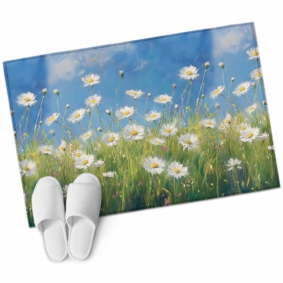 2x3 Washable Area Rugs,Summer Meadow Wildflower Daisy Non-Slip Soft Rug Indoor Carpet,Floor Rugs for Living Room Bedroom